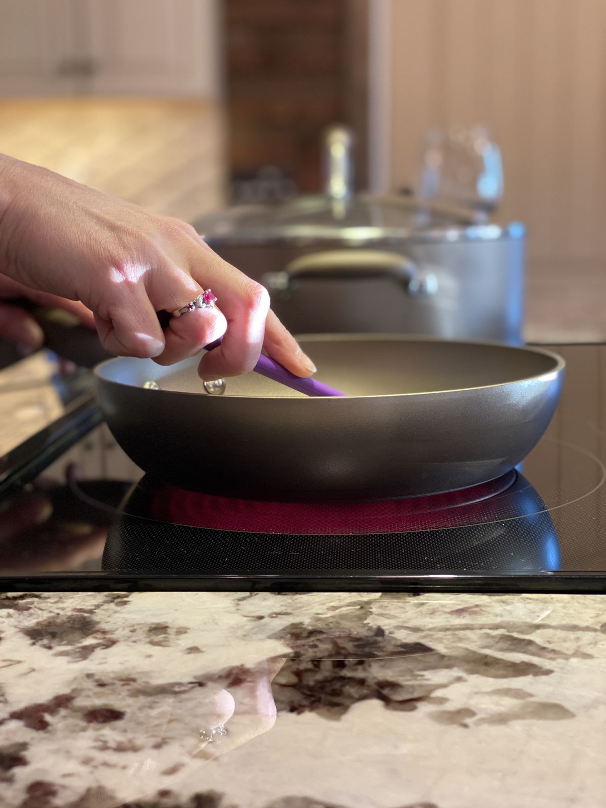 Cooking on the cooktop in the suite kitchen